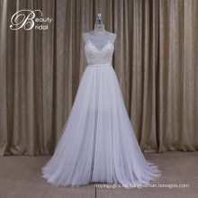 A-Line vestido de novia de encaje fino novias mucama vestidos vestido de novia